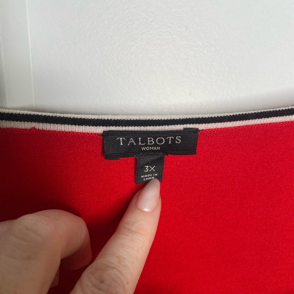 Talbots Boat Neck Striped Hem Long Sleeve Top Blouse Women’s Plus Size 3X - Picture 3 of 5